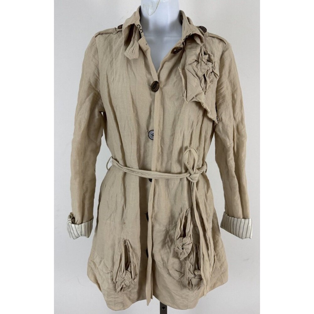GRYPHON New York Khaki Cotton Twill "Knotted" Trench Style Coat Sz M